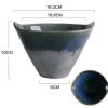 Deep Blue Ceramic Salad Bowl With Handle