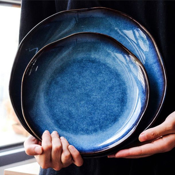 Cat Eye Blue Asymmetric Serving Plate