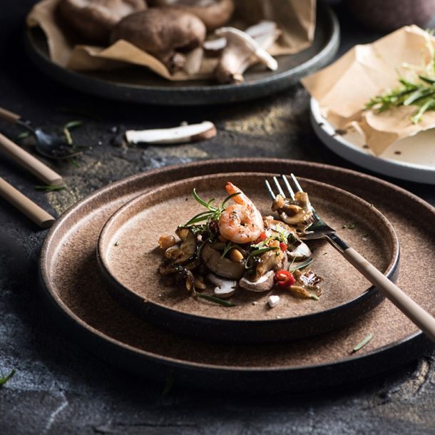 Rustic Brown Round Ceramic Plate