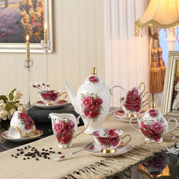 Vintage European Rose Coffee Set