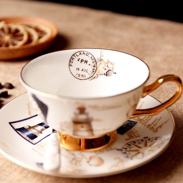 Stamped Porcelain Tea & Saucer Set