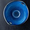 Deep Blue Ceramic Salad Bowl With Handle