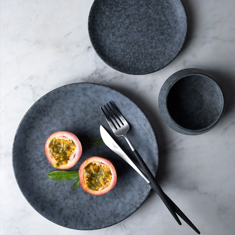 Charcoal Grey Matte Finish Ceramic Plate